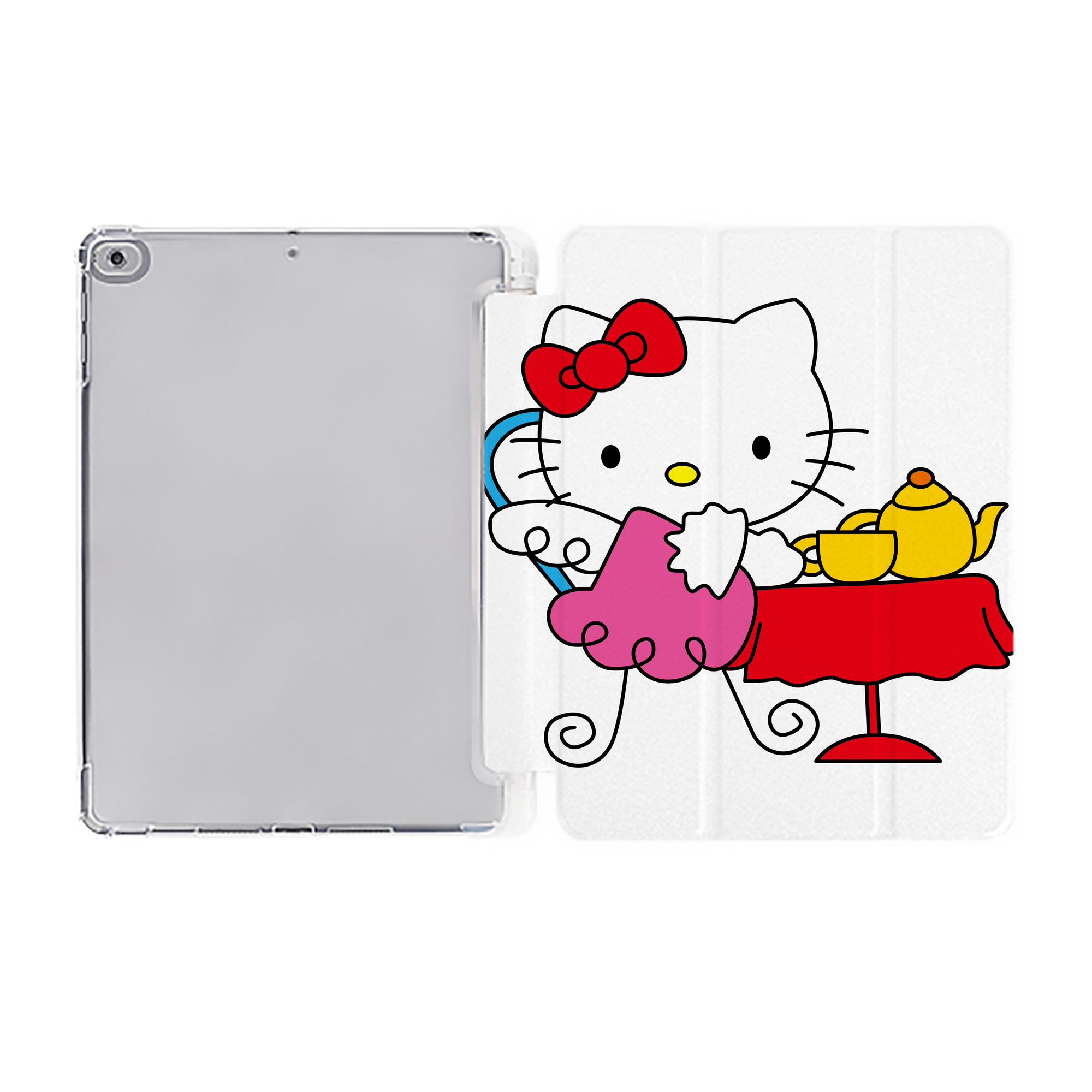 （画像用） Hello Kitty ハローキティ IPad ケース ペン収納付き 三つ折りスタンド PUレザー×シリコン 対応機種9.5/10.5/10.9インチ